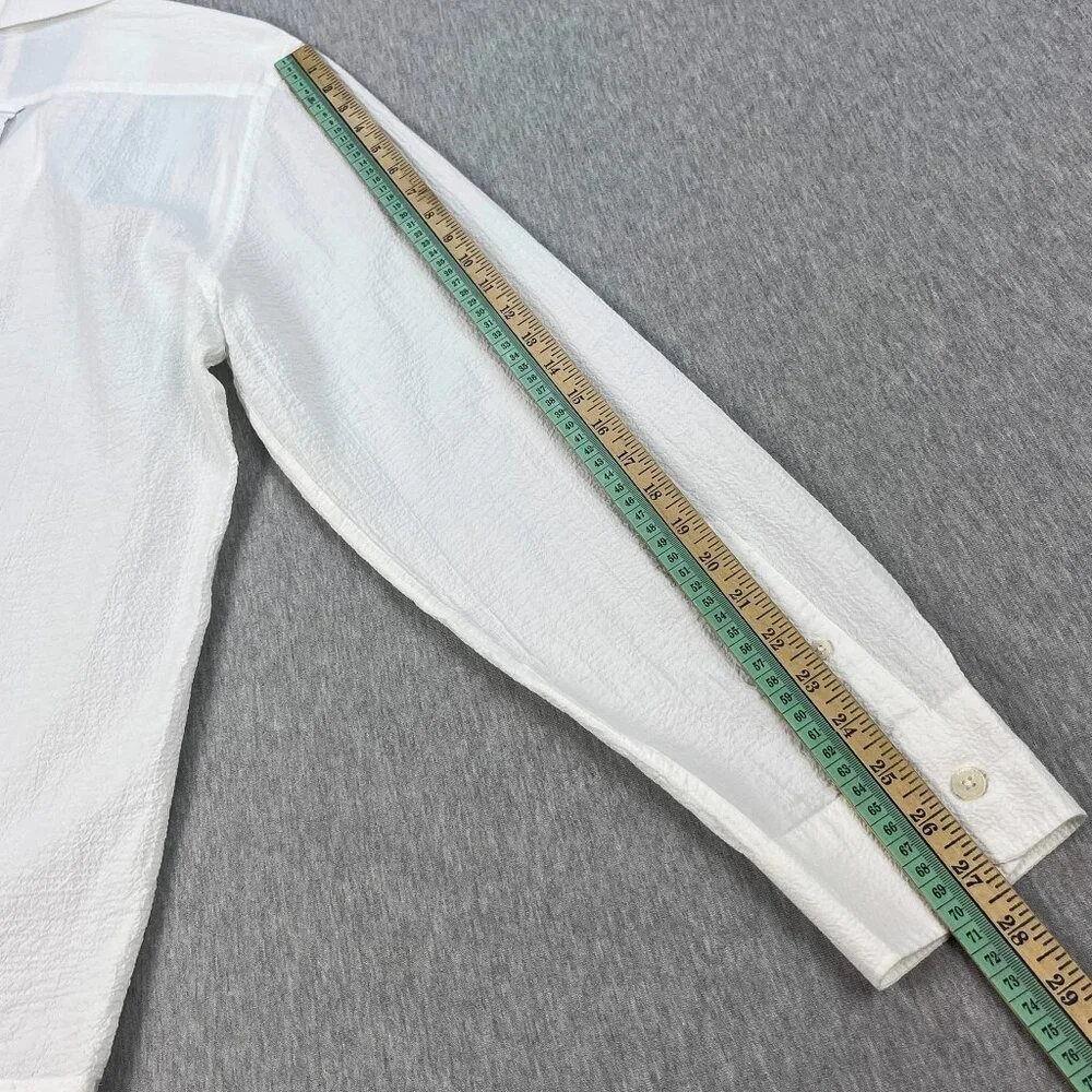 Todd Snyder Portuguese Seersucker Camp Shirt Men L White Loop Collar Long Sleeve - Picture 14 of 15